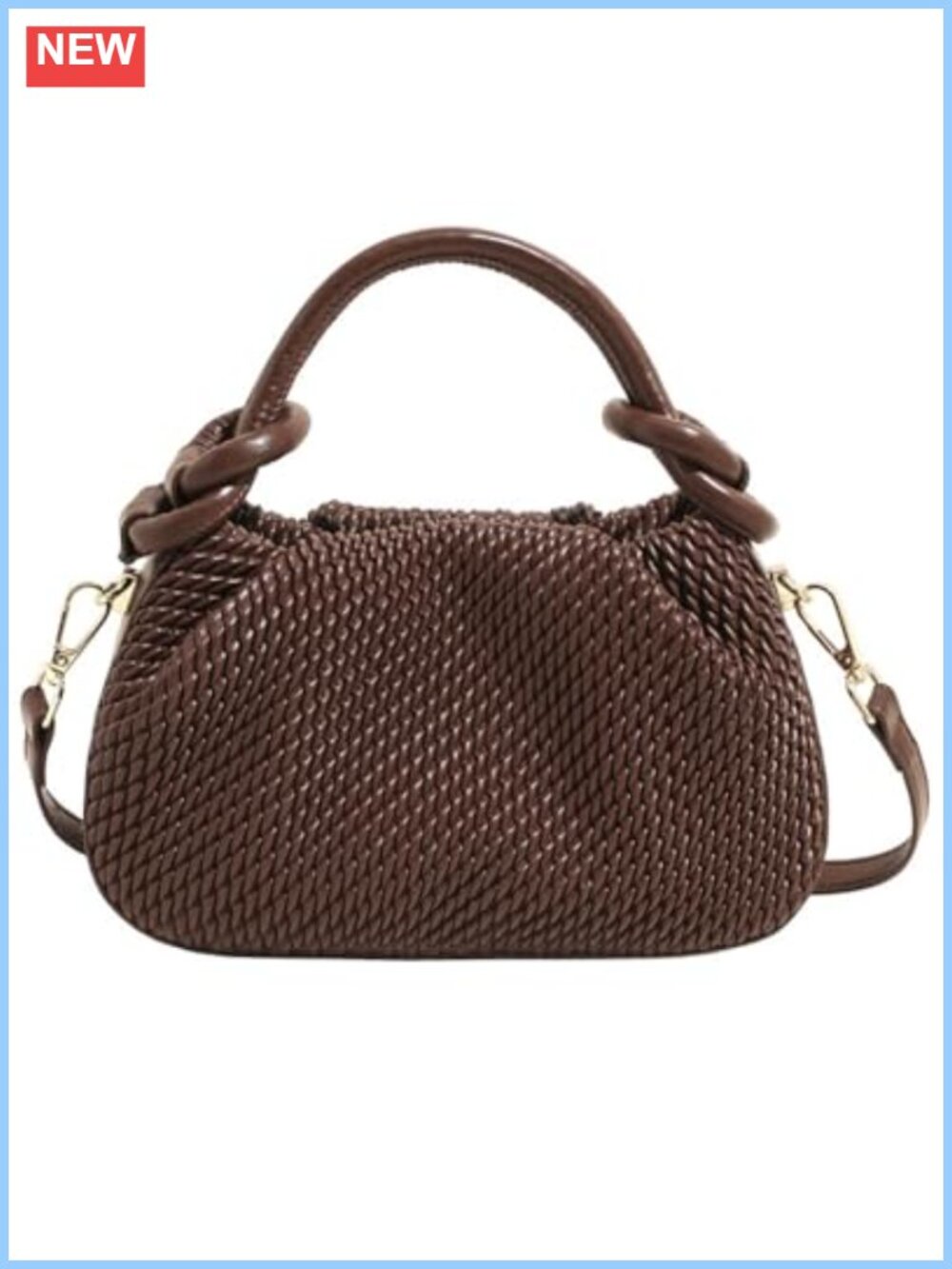 Small Top Handle Crossbody Bag PU Leather Knotted Purse Mini Handbag